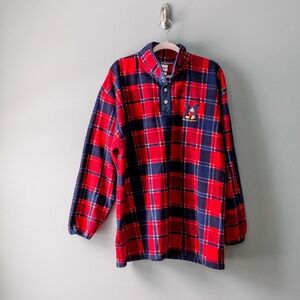 Disney Fleece Sweatshirt Pullover - Unisex Men's Size Large -Plaid Mickey Fleece